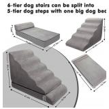 Retails for $124! Dog Stairs & Steps for High Beds 30 Inches Tall, LitaiL 6 Steps Pet Stairs/Steps for Beds 24-30inch High for Small Large Dogs, Non-Slip Dog Ramps/Ladder for Old Dogs/Cats