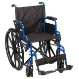Retails for $151! Drive Medical Single Axle Blue Streak Wheelchair, Flip Back Desk Arm, Swing Away Footrests, 18", 1 Count