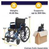 Retails for $151! Drive Medical Single Axle Blue Streak Wheelchair, Flip Back Desk Arm, Swing Away Footrests, 18", 1 Count
