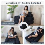 Retails for $120! MAXYOYO Folding Sofa Bed, Convertible Sleeper Chair with Pillow Foldable Mattress with Back Support, Portable Fold Out Chair Bed Comfy Floor Sofa Lounge for Living Room Bedroom