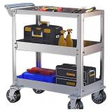 Retails for $210! 3-Tier 14 Gauge Stainless Steel Utility Cart, 1100 lbs Heavy Duty Service Cart with Wheels, Rolling Tool Cart on Wheels for Mechanic, Garage, Workshop, Warehouse, 15.75" D x 30.7" W 