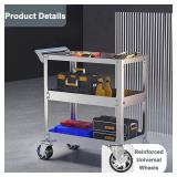 Retails for $210! 3-Tier 14 Gauge Stainless Steel Utility Cart, 1100 lbs Heavy Duty Service Cart with Wheels, Rolling Tool Cart on Wheels for Mechanic, Garage, Workshop, Warehouse, 15.75" D x 30.7" W 