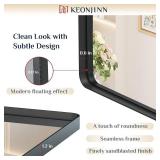 Retails for $180! Keonjinn Black Bathroom Mirror for Over Sink, 42 x 36 Inch Large Rounded Rectangle Bathroom Vanity Mirror, Matte Black Farmhouse Wall Mirror, HD Tempered Glass, Seamless Aluminum All
