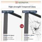 Retails for $180! Keonjinn Black Bathroom Mirror for Over Sink, 42 x 36 Inch Large Rounded Rectangle Bathroom Vanity Mirror, Matte Black Farmhouse Wall Mirror, HD Tempered Glass, Seamless Aluminum All