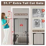 Retails for $121! Fairy Baby 51.18" Extra Tall Pet Cat Gate, 48.5"-56.2" Extra Wide Baby Gate for Doorways Stairs Hallway Kitchen, Tall Cat Safety Gate Pressure Mounted, Walk Thru Auto Close Metal Dog