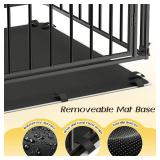 Retails for $130! Pawaboo Heavy Duty Dog Crate, 56 inch Indestructible Dog Cage with Mat, Thickened Anti-bite Dog Kennel, Metal Dog Playpen with Secure Top, Outdoor and Indoor Pet Cage Crate with Lock