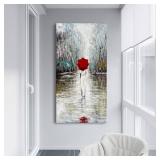 Diathou Art Hand-painted Landscape Oil Painting Contemporary Abstract Vertical Canvas Frame wall Art Living room Bedroom wall Decoration 47x23 Inches