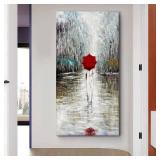 Diathou Art Hand-painted Landscape Oil Painting Contemporary Abstract Vertical Canvas Frame wall Art Living room Bedroom wall Decoration 47x23 Inches