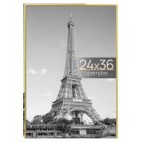 upsimples 24x36 Poster Frame Gold 1 Pack, Scratch-Proof Picture Frames 24 x 36 for Photo Gallery - Slide-In Strips, Horizontal or Vertical Wall Mounting