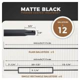 12Pack Wrought Iron Balusters 44 Inches Deck Balusters Combine 1/2" Square Plain Bar Balusters with Single Rectangle Metal Balusters Hollow Satin Black, GRMIKBU GB04