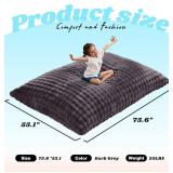 Retails for $126! Hobestluk 3 in 1 Bean Bag Chair Giant Bean Bag Chairs for Adults with Bubble Cover Convertible Bean Bag Floor Cushion with Machine Washable Cover for Living Room (Bubble Dark Grey)