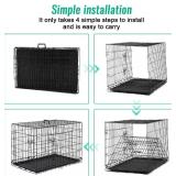 FDW Dog Crate Dog Cage Pet Crate for Large Dogs 42Inch Folding Metal Pet Cage Double Door W/Divider Panel Indoor Outdoor Dog Kennel Leak-Proof Plastic Tray Wire Animal Cage
