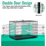 FDW Dog Crate Dog Cage Pet Crate for Large Dogs 42Inch Folding Metal Pet Cage Double Door W/Divider Panel Indoor Outdoor Dog Kennel Leak-Proof Plastic Tray Wire Animal Cage