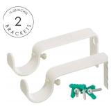 Ivilon Square Designed Style Window Side Curtain Rod, 1 1/8 inch Diameter. 16 to 28 Inch - Ivory/White