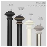 Ivilon Square Designed Style Window Side Curtain Rod, 1 1/8 inch Diameter. 16 to 28 Inch - Ivory/White