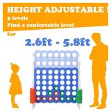 SDADI Jumbo 4 in a Row Game, 4-to-Score Giant Game Set with Adjustable Height (2.5-3.5 FT) for Kids & Adults, Indoor/Outdoor Connect Game with Quick-Release Slider, Perfect for Family and Party Games