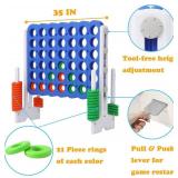 SDADI Jumbo 4 in a Row Game, 4-to-Score Giant Game Set with Adjustable Height (2.5-3.5 FT) for Kids & Adults, Indoor/Outdoor Connect Game with Quick-Release Slider, Perfect for Family and Party Games