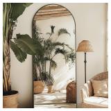 Floor Mirror, Full Length Mirror with Stand 58"x18", Arched Mirror Full Length, Full Body Mirror with Aluminum Alloy Frame Floor Mirror Freestanding, Wall Mounted Mirror for Bedroom Living Room, Black