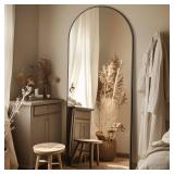 Floor Mirror, Full Length Mirror with Stand 58"x18", Arched Mirror Full Length, Full Body Mirror with Aluminum Alloy Frame Floor Mirror Freestanding, Wall Mounted Mirror for Bedroom Living Room, Black