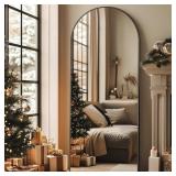 Floor Mirror, Full Length Mirror with Stand 58"x18", Arched Mirror Full Length, Full Body Mirror with Aluminum Alloy Frame Floor Mirror Freestanding, Wall Mounted Mirror for Bedroom Living Room, Black