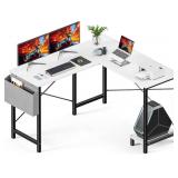 DUMOS L Shaped Desk Computer Gaming Corner Table 50 Inch Home Office Writing Student Work PC Workstation with Side Storage Bag CPU Stand for Bedroom Small Spaces