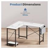 DUMOS L Shaped Desk Computer Gaming Corner Table 50 Inch Home Office Writing Student Work PC Workstation with Side Storage Bag CPU Stand for Bedroom Small Spaces