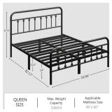 Metal Bed Frame Platform with Headboard & Footboard Heavy Duty Sturdy Foundation Storage Space Squeak Resistant Easy Assembly,NO Box Spring Needed,Queen