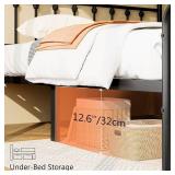 Metal Bed Frame Platform with Headboard & Footboard Heavy Duty Sturdy Foundation Storage Space Squeak Resistant Easy Assembly,NO Box Spring Needed,Queen