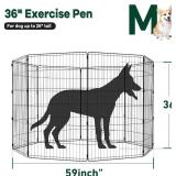 Retails for $125! PJYuCien Dog Playpen - 8 Panels 36 H Metal Foldable Dog Exercise Pen, Pet Fence Puppy Crate Kennel Indoor Outdoor with Top Cover & Bottom Pad for Medium Large Pets