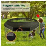 Retails for $125! PJYuCien Dog Playpen - 8 Panels 36 H Metal Foldable Dog Exercise Pen, Pet Fence Puppy Crate Kennel Indoor Outdoor with Top Cover & Bottom Pad for Medium Large Pets