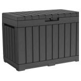 Keter Kentwood 50 Gallon Resin Deck Box-Organization and Storage for Patio Cushions, Throw Pillows and Garden Tools, Graphite