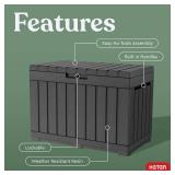 Keter Kentwood 50 Gallon Resin Deck Box-Organization and Storage for Patio Cushions, Throw Pillows and Garden Tools, Graphite