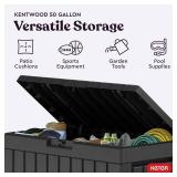 Keter Kentwood 50 Gallon Resin Deck Box-Organization and Storage for Patio Cushions, Throw Pillows and Garden Tools, Graphite