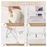 Retails for $120! Baby Bassinets Bedside Sleeper 5 in 1,Bedside Bassinet for Baby with Mattress,Diaper Table, Storage Layer,Mosquito Net,7-level adjustable height , one-touch folding for travel with i