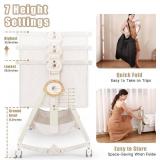 Retails for $120! Baby Bassinets Bedside Sleeper 5 in 1,Bedside Bassinet for Baby with Mattress,Diaper Table, Storage Layer,Mosquito Net,7-level adjustable height , one-touch folding for travel with i