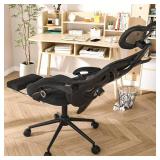 Retails for $238! CYKOV Ergonomic Office Chair - Adjustable Lumbar & Headrest, 90-160 Reclining with Footrest, Breathable Mesh Back - Home Office/Gaming Computer Chair (Black, 300lbs Capacity)