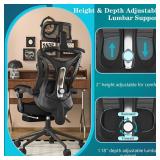 Retails for $238! CYKOV Ergonomic Office Chair - Adjustable Lumbar & Headrest, 90-160 Reclining with Footrest, Breathable Mesh Back - Home Office/Gaming Computer Chair (Black, 300lbs Capacity)