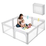 Retails for $176! Light Grey Playpen for Babies and Toddlers, Foldable & Adjustable, 71x59x27 inches