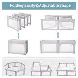 Retails for $176! Light Grey Playpen for Babies and Toddlers, Foldable & Adjustable, 71x59x27 inches