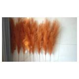 Faux Caramel Brown Pampas Grass Decor Tall, 8pcs 43.3" Large Pompas Floral, Fluffy Artificial Fake Long Feather Flowers for Boho Wedding Bedroom Living Room Decor(Burnt Orange Brown)