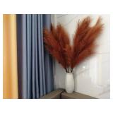 Faux Caramel Brown Pampas Grass Decor Tall, 8pcs 43.3" Large Pompas Floral, Fluffy Artificial Fake Long Feather Flowers for Boho Wedding Bedroom Living Room Decor(Burnt Orange Brown)