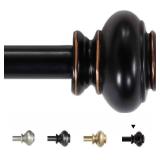 H.VERSAILTEX Window Curtain Rods for Windows 48 to 84 Inches Adjustable Decorative 3/4 Inch Diameter Single Window Curtain Rod Set with Classic Finials, Silver