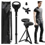 ALEVMOOM Folding Walking Cane with Seat for Men & Women,2-in-1 Adjustable Portable Cane Chair,Walking Stick with Seat for Seniors & Adults,Crutches Stool with Carry Bag for Hiking Traveling