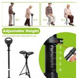ALEVMOOM Folding Walking Cane with Seat for Men & Women,2-in-1 Adjustable Portable Cane Chair,Walking Stick with Seat for Seniors & Adults,Crutches Stool with Carry Bag for Hiking Traveling