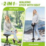 ALEVMOOM Folding Walking Cane with Seat for Men & Women,2-in-1 Adjustable Portable Cane Chair,Walking Stick with Seat for Seniors & Adults,Crutches Stool with Carry Bag for Hiking Traveling