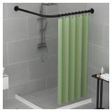 Corner Shower Curtain Rod Adjustable Stainless Steel L Shaped Rack Drill Free Install for Bathroom, Bathtub, Clothing Store (Black 27.55"-39.37" x 35.5"-51.2")