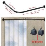 Corner Shower Curtain Rod Adjustable Stainless Steel L Shaped Rack Drill Free Install for Bathroom, Bathtub, Clothing Store (Black 27.55"-39.37" x 35.5"-51.2")