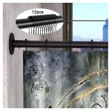 Corner Shower Curtain Rod Adjustable Stainless Steel L Shaped Rack Drill Free Install for Bathroom, Bathtub, Clothing Store (Black 27.55"-39.37" x 35.5"-51.2")