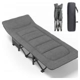 ATORPOK Camping Cot for Adults with Cushion and Pillow, Portable Folding Bed for Sleeping, Lightweight Tent cot with Carry Bag Supports 450 lbs (Grey)