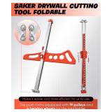 Saker Drywall Cutting Tool Foldable: Drywall Cutter for Wall,Build,Decoration - Gypsum Board Cutting with 19 Wheels (Orange)